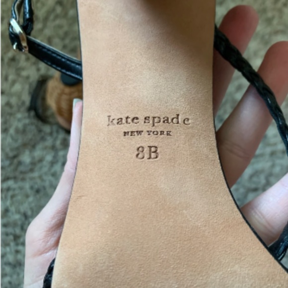 Kate Spade Valencia Sandals Black Size 8 Woven Raffia Ball Heel - Picture 7 of 13